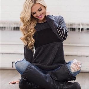 Charcoal-Black stripe top